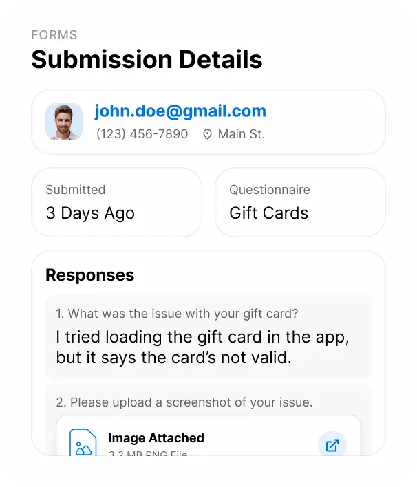 Preview of a branded Tattle Contact Form embedded on a website