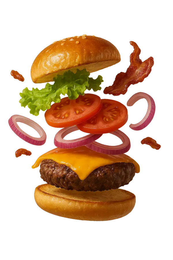 Deconstructed burger showing item-level insights